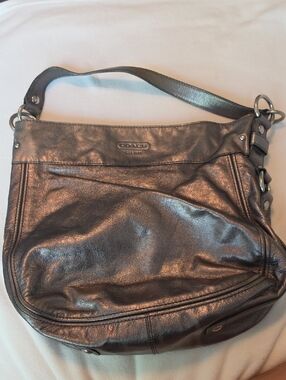 Coach Metallic Bronze Leather Hobo Shoulder Bag